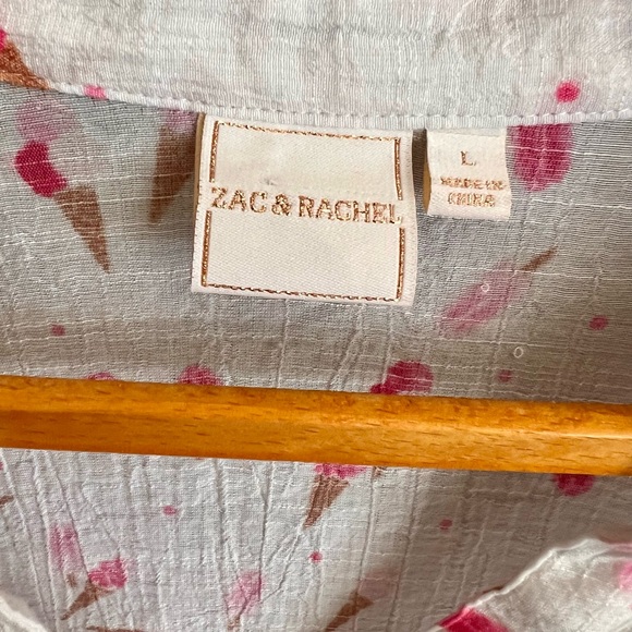 Zac & Rachel Pink and White Ice Cream Cone Patterned Flowy Blouse - Picture 3 of 7